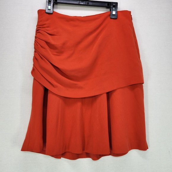 Massimo Dutti Dresses & Skirts - Massimo Dutti Layered Rouged Skirt Ruche Adult 6 Red Womens New